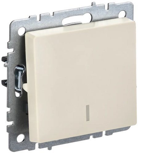 Выключатель с подсветкой без рамки IEK Brite ВС10-1-1-БрКр 1-кл. бежевый картинка